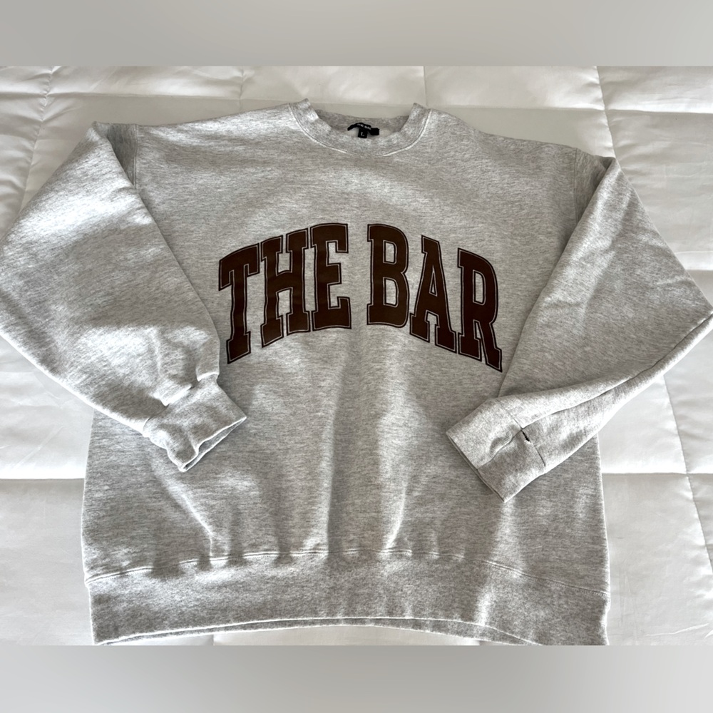 The Bar Gray Sweatshirt with Brown Lettering